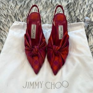 Jimmy Choo Plaid Knotted Slingbacks